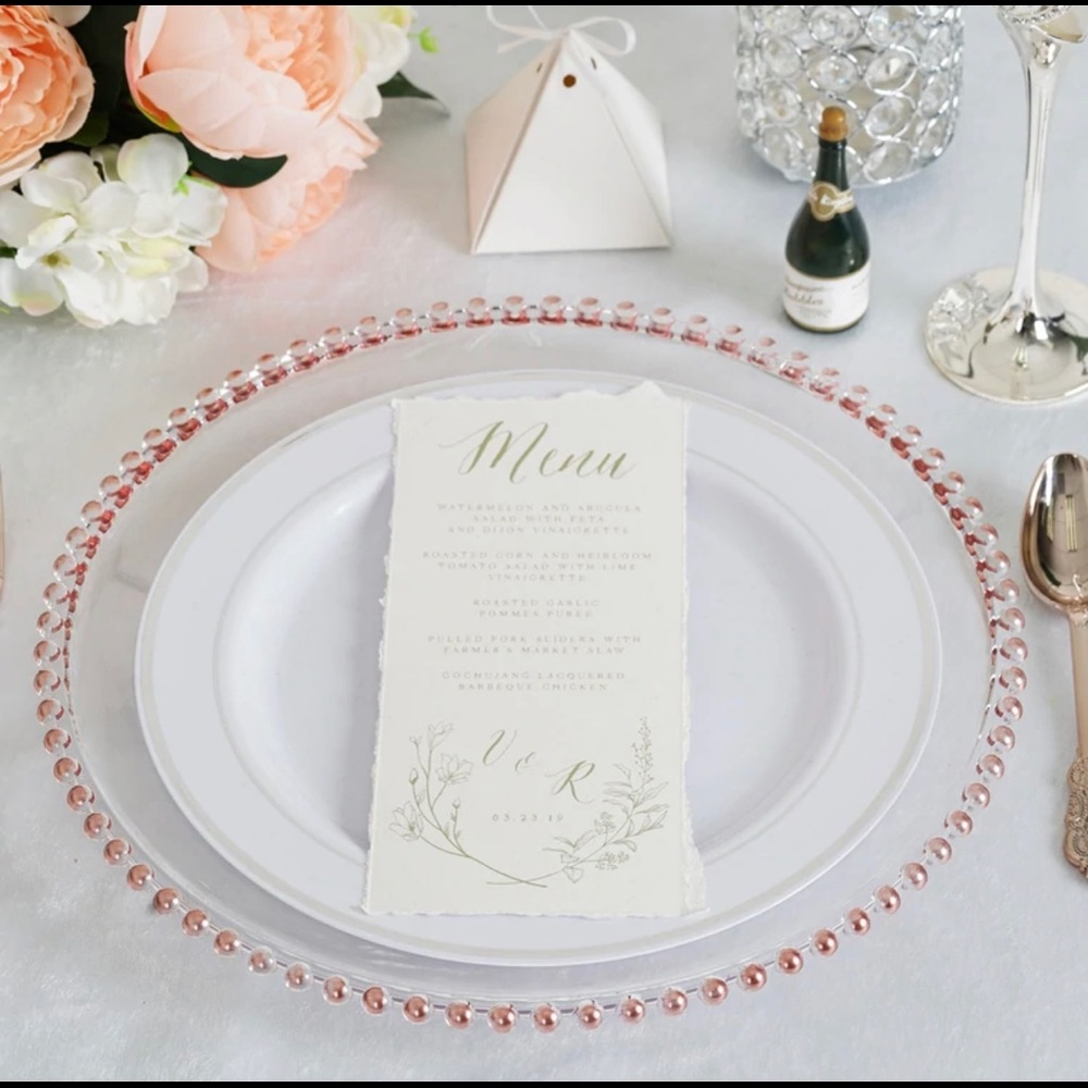 Rose Gold Beaded Acrylic Charger Plates